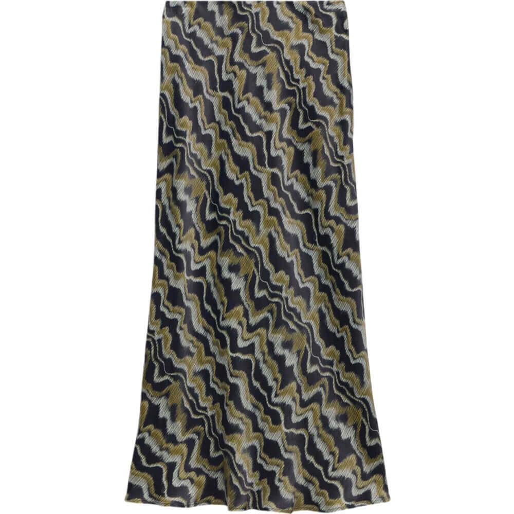 Mint Velvet Black Abstract Print Maxi Slip Skirt